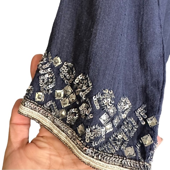 Calypso St. Barth Sequined Beaded Tunic Top Gauzy 100% Cotton India Small - Picture 9 of 14